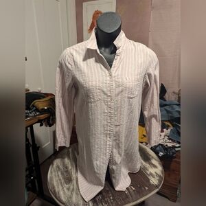Victoria's secret button down shirt pink and‎ white size med